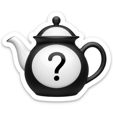 teapot emoji, question mark symbol on the side sticker