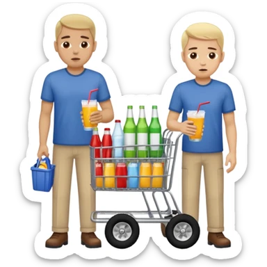 g'ildiragi singan ichimliklar ortilgan arava bir baloni singan uni yonida aka uka havotirli nigoh bilan bir biriga qarab turishibdi sticker