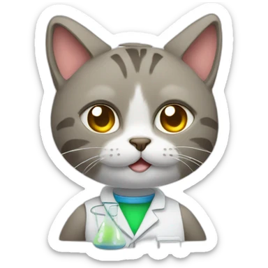 Cat doing chemistry sticker
