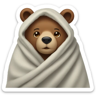 bear cozy in blanket sticker