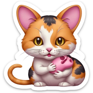 A cat holding a dead mouse in its mouth sticker