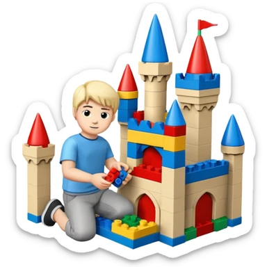 boy playing with legos full body sticker