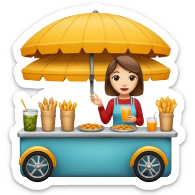 woman with street food sticker