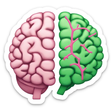 brain separate in two part, one pink and one green  sticker
