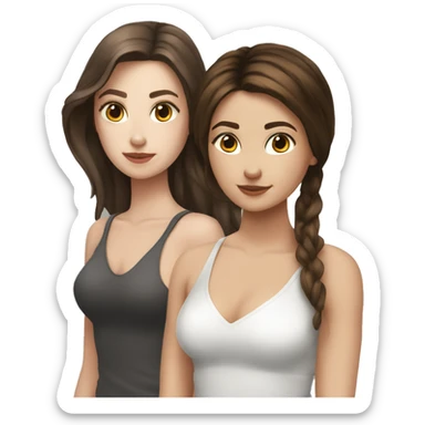 2 besties both white skin both girls and brunet hair sticker