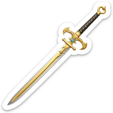 Golden ceremonial sword — engraved handle, decorative sticker