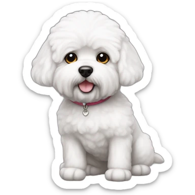 perro bichon blanco sticker