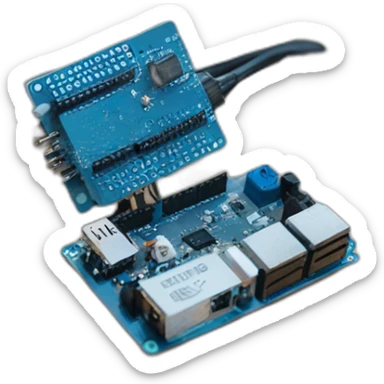 Arduino uno conectado por un cable a un ordenador sticker