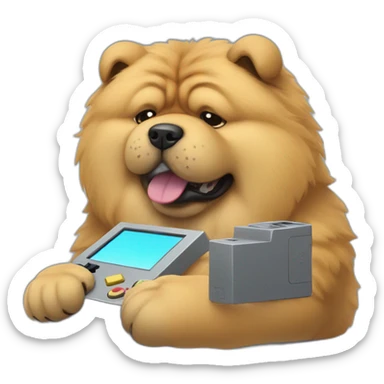 Chow-chow playing Gameboy sticker