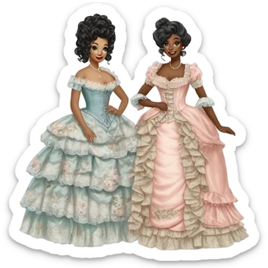 Bettie and Sarah wearing rococo clothes sticker