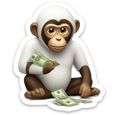 monkey counting money sticker
