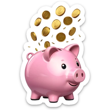 Piggy bank with coins falling in sticker
