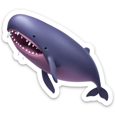 purple sperm whale with open mouth sticker