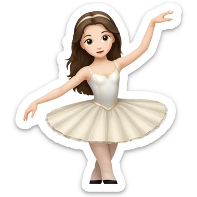 white brunette girl long hair with hazel eyes in a ballet costume dancing  sticker