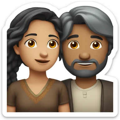 Love between a 30 years old white russian dark long hair girl and a 35 years old indian boy with dark hair sticker