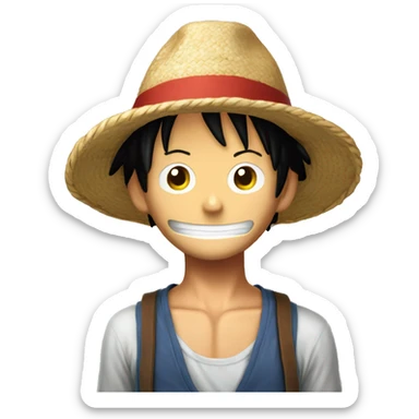 crea un emoji de luffy con sombrero de paja sticker