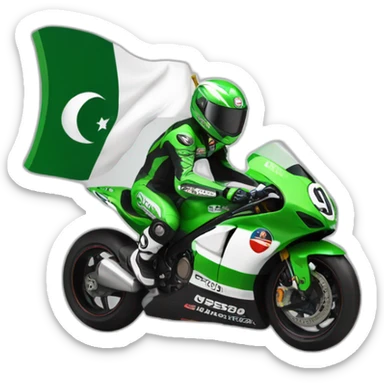 supersport motorcycle guy helmet holding pakistan flag racing motogp sticker