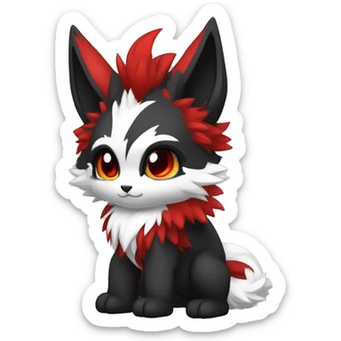 Anthro-Edgy-Cool-Dark-Black-White-Red-Contrast-Colors-Fantasy-Fur-Sona-Chibi-Shiny-Fakémon-Hybrid full body sticker