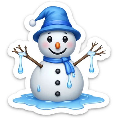 melting snowman with blue hat full body sticker