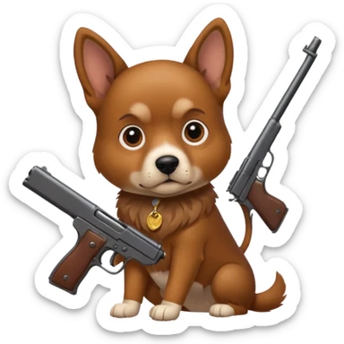A dog with gun sticker