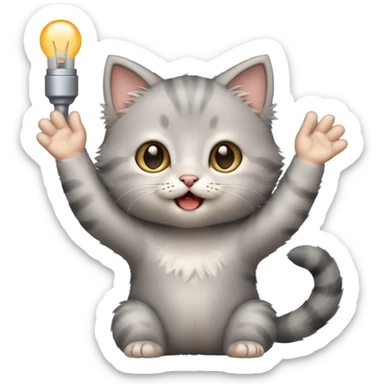 Standing Gray kitten with arms up meowing  sticker