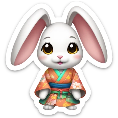Cute Japanese bunny wearing kimono sticker