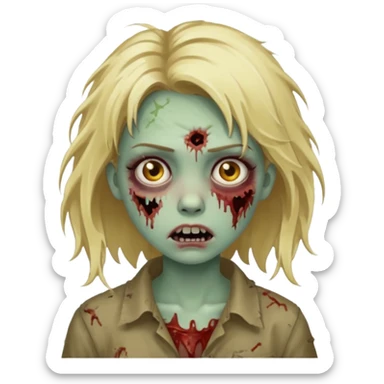 girl zombie with messy blonde hair sticker