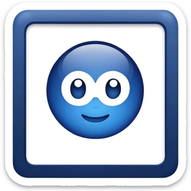 dark blue square frame with company logo sticker