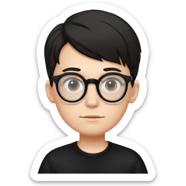 boy with big glasses,black wear sticker