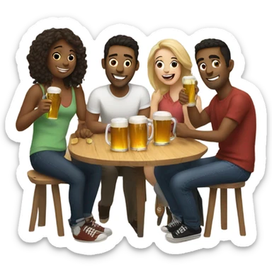 A group of friends drinking beers  sticker