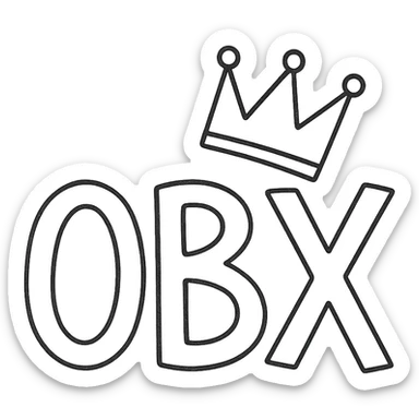 hand-drawn outlined style OBX letters with a tilted crown on top sticker