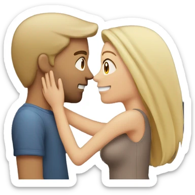 Couple kissing woman with long brown hair man with short blonde hair sticker