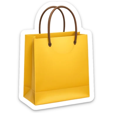 Turn this yellow shopping bag into a single flat emoji.
Keep the bag shape and yellow color.
Remove all text and details.
Simple, cute, Apple-style emoji.
Transparent background. sticker