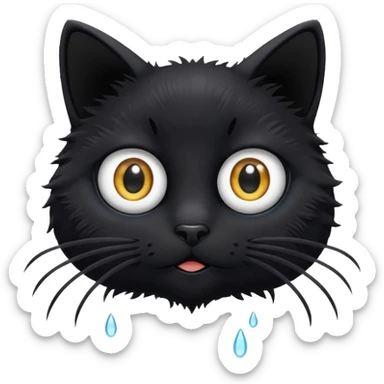 black cat with big round eyes and fuzzy outline inspired by Ghibli dust sprites sticker