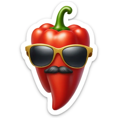 Red pepper with Mantel and sunglasses and necklace sticker