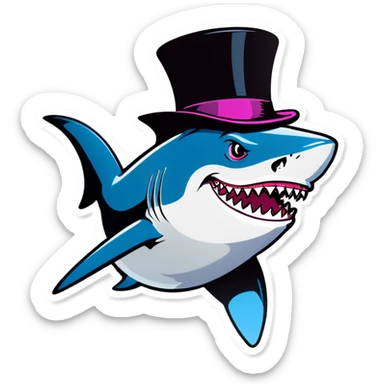 Shark with a top hat sticker