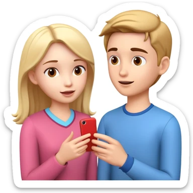 generate realistic detailed boy and girl talks 3d style  sticker