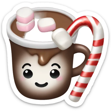  Mug of hot chocolate with marshmallows and a candy cane  sticker