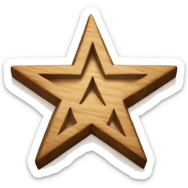 A Star made by wood with symbol carved sticker