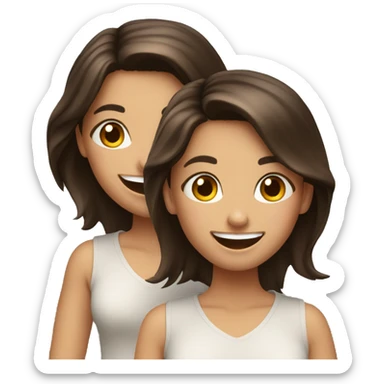 3 happy brunette girls having fun sticker