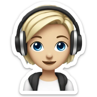 Anastasiia with blue eyes with headphones sticker