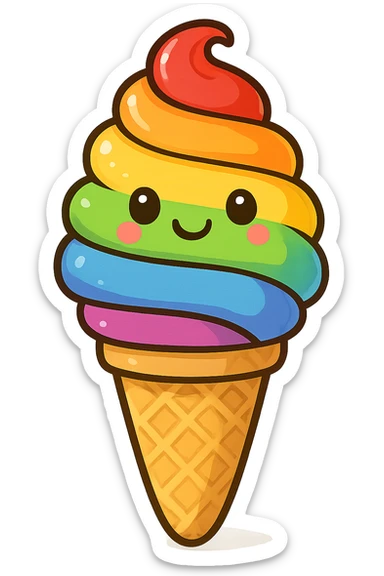 gay pride emoji, rainbow ice cream cone, sweet and colorful sticker