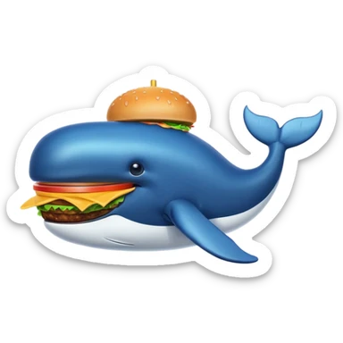 A whale with burger elements, Telegram emoji style sticker