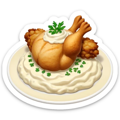 chicken chunks with alfredo sauce and mashed potatoes on the side sticker