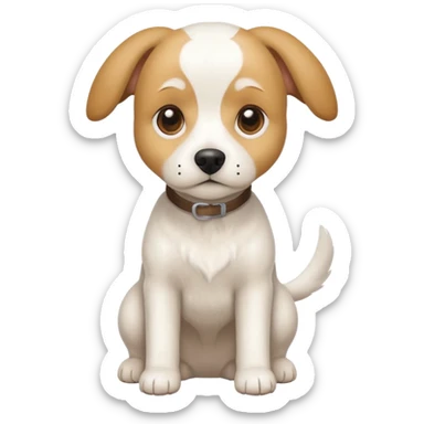 a full body white beagle x maltese x chi dog the size of a kelpie with light brown ears and a light brown patch on one eye sticker