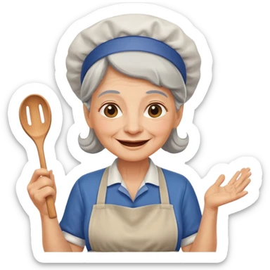 old woman kitchen worker sticker