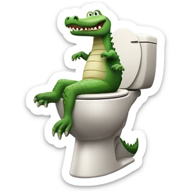 Crocodile pooping in toilet sticker