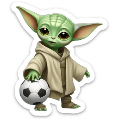 baby yoda playing soccer sticker