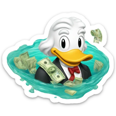 Scrooge McDuck swimming in his money sticker