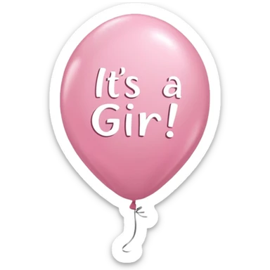 A light pink balloon with a text "it's a girl!!" on it sticker